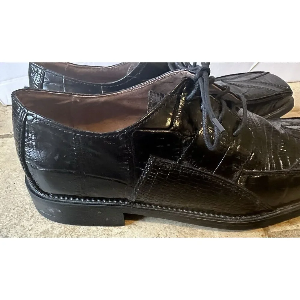 STACY ADAMS GENUINE SNAKE SKIN LEATHER BLACK LACE UP DRESS SHOE SZ‎ 8.5M